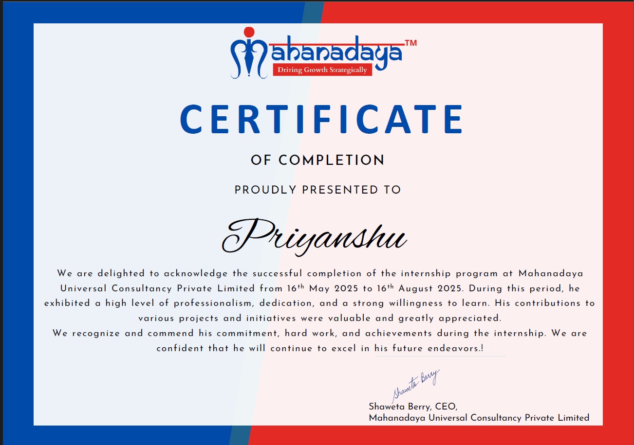 Ceertificate Priyanshu MAHANADAYA iNTERN 2025